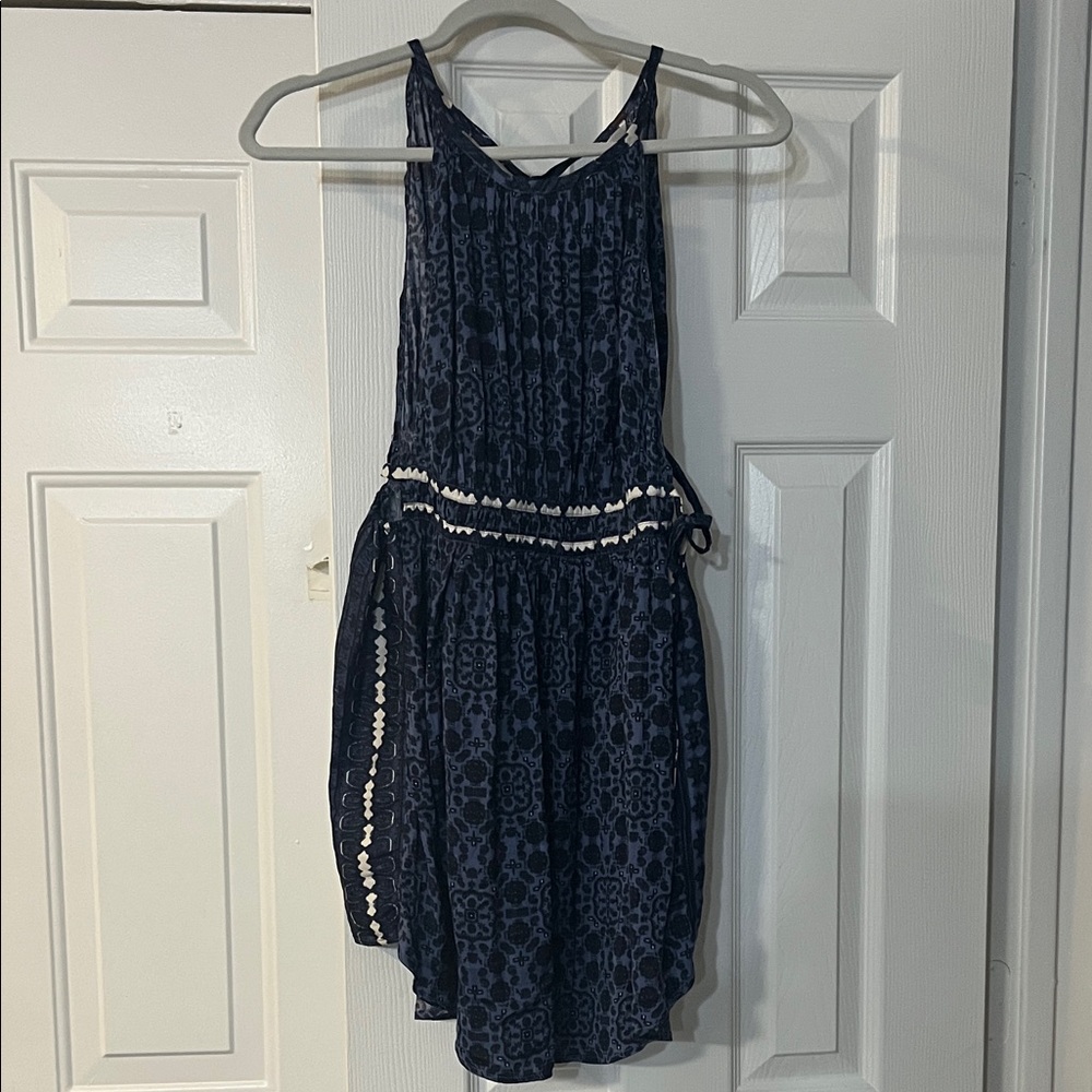Free People Dark Blue Patterned Mini Dress